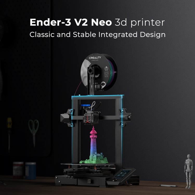 Official Creality Ender 3 V2 Neo 3D Printer, Upgrade from Ender 3 V2 with  CR Touch Auto Leveling Kit, PC Steel Printing Platform, Metal Bowden