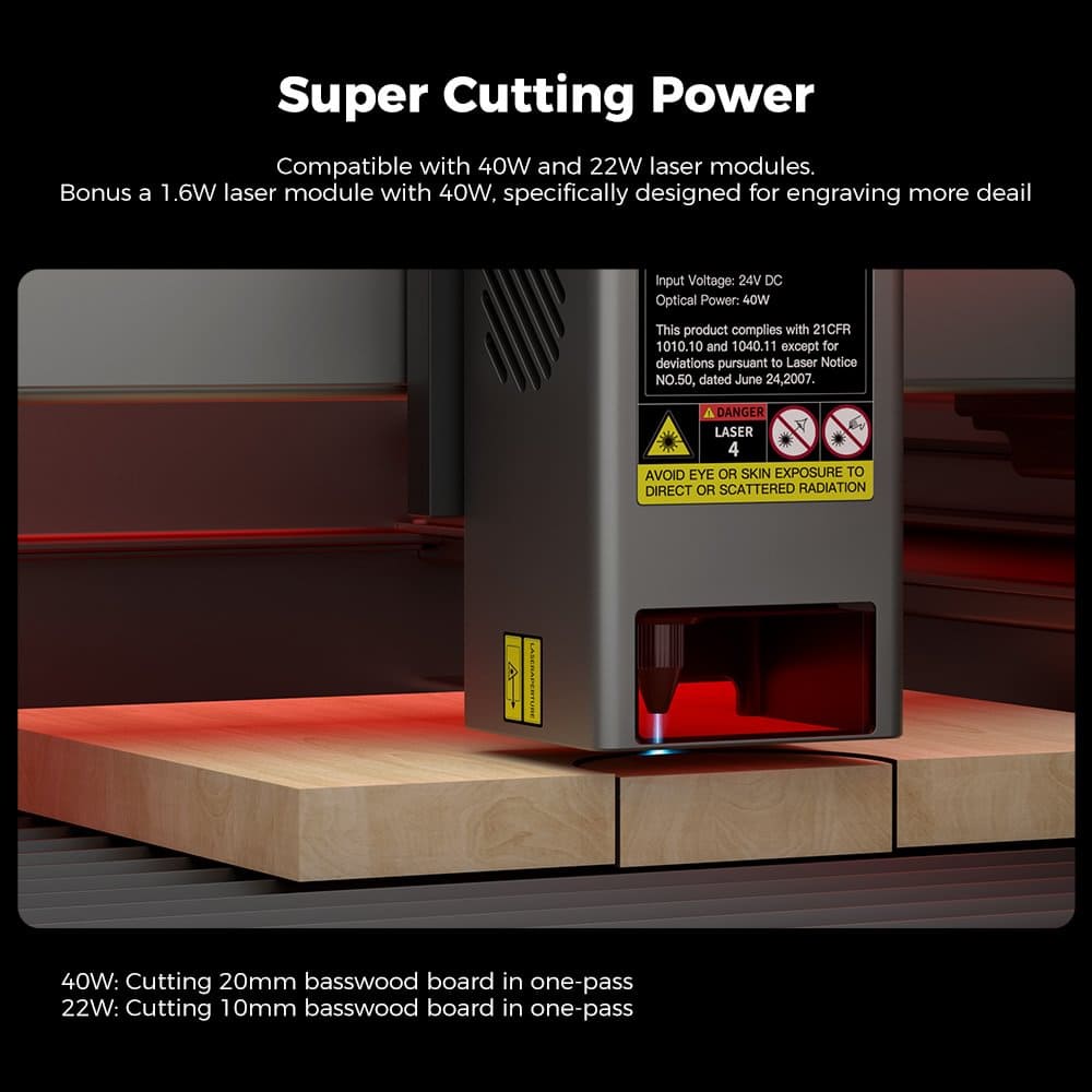 Creality Falcon2 Pro 40W Laser Engraver - With Rotary Roller For Cylindrical Objects