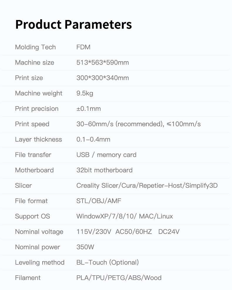 Creality Ender-3 Max 3D Printer,  Ender-3 Max parameter