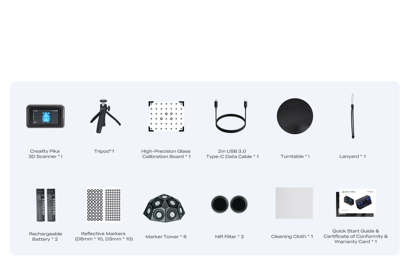 Creality Pika 3D scanner package contents